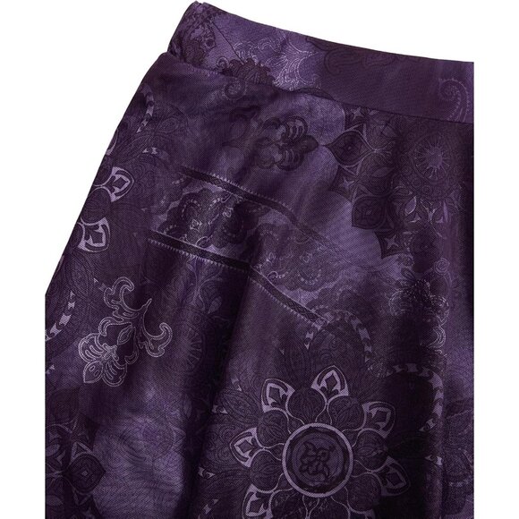 Women Purple 100% Polyester Long Maxi Gothic Flowy Boho Floral Print Mesh Skirts - Picture 4 of 7